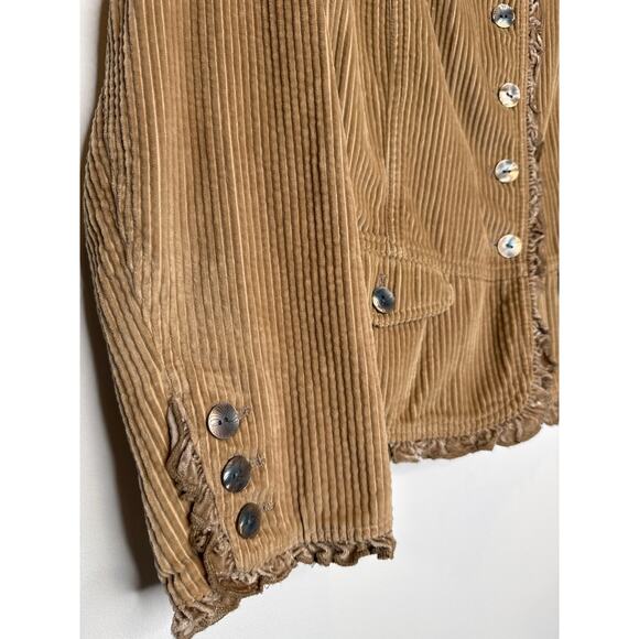 J. Jill Petite Fall Corduroy Jacket Velvet Trim Ruffle Detail Boho Style Medium - Picture 6 of 13
